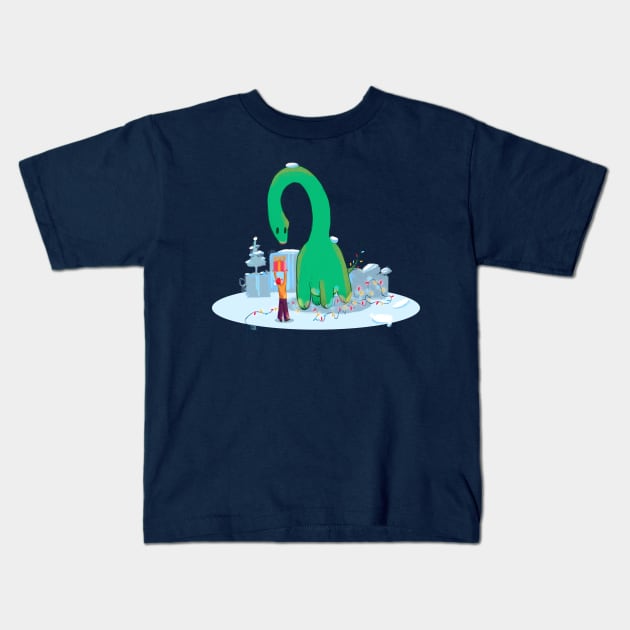 Dino Christmas Kids T-Shirt by ver_mor